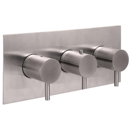 JTP Inox Horizontal Thermostatic Concealed 2 Outlets Shower Valve - Stainless Steel - Envy Bathrooms Ltd