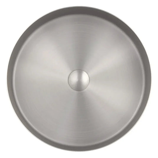 JTP Inox Round Sit-On Countertop Basin with Waste 360mm Wide - Brushed Stainless Steel - Envy Bathrooms Ltd