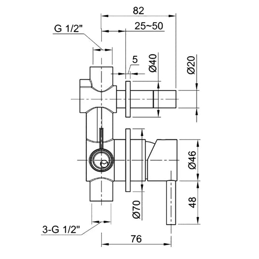 JTP Inox Single Lever Concealed Manual Diverter Valve - Stainless Steel - Envy Bathrooms Ltd