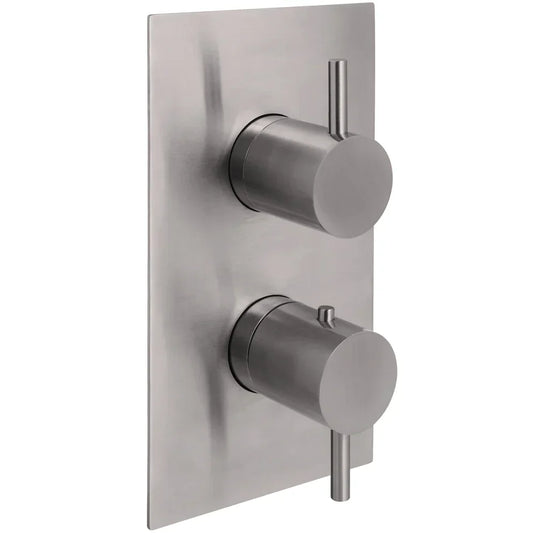 JTP Inox Thermostatic Concealed 2 Outlets Shower Valve Dual Handle - Stainless Steel - Envy Bathrooms Ltd