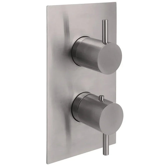 JTP Inox Thermostatic Concealed 3 Outlets Shower Valve Dual Handle - Stainless Steel - Envy Bathrooms Ltd