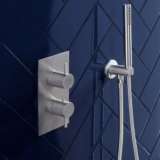 JTP Inox Thermostatic Concealed 3 Outlets Shower Valve Dual Handle - Stainless Steel - Envy Bathrooms Ltd