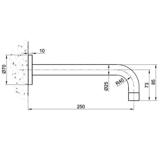 JTP Inox Wall Mounted Basin Spout - 250mm - Stainless Steel - Envy Bathrooms Ltd