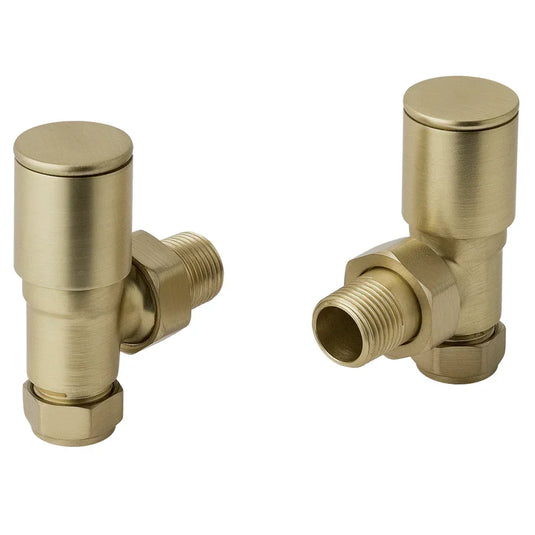 JTP Manual Angled Radiator Valves Pair - Brushed Brass - Envy Bathrooms Ltd