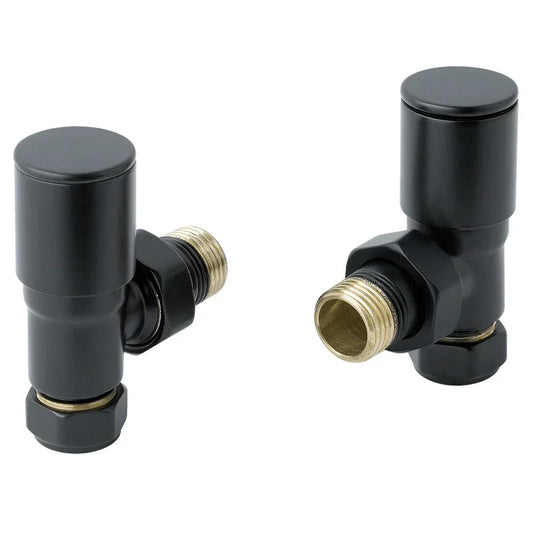 JTP Manual Angled Radiator Valves Pair - Matt Black - Envy Bathrooms Ltd