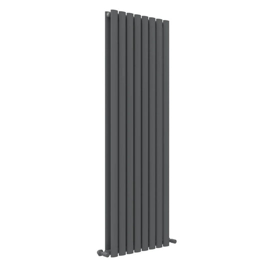 JTP Primo Anthracite 1800x480mm Oval Panel Vertical Designer Radiator | PR1848AN - Envy Bathrooms Ltd