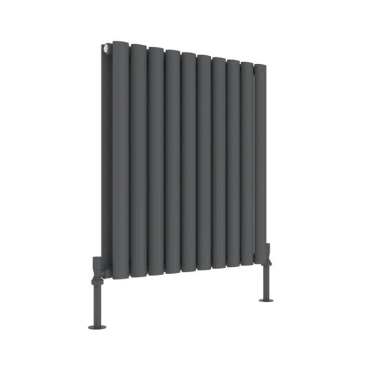 JTP Primo Anthracite 600mm x 600mm Oval Panel Horizontal Designer Radiator | PR660AN - Envy Bathrooms Ltd