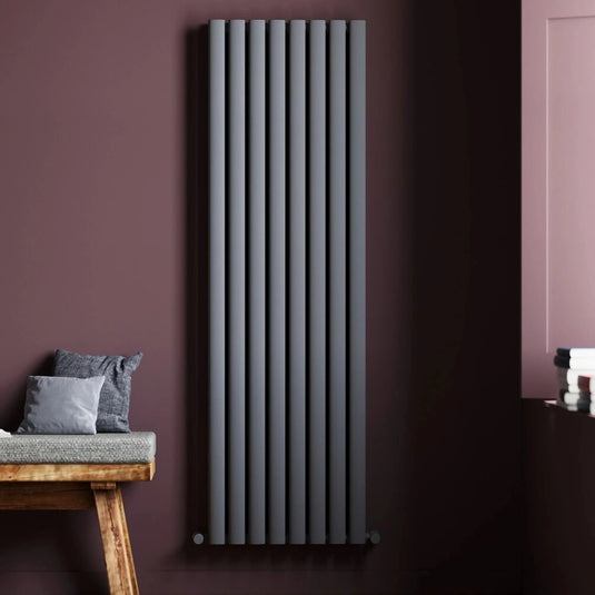 JTP Primo Oval Panel Vertical Designer Radiator 1600 x 480 Anthracite | PR1648AN - Envy Bathrooms Ltd