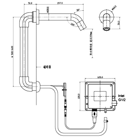 JTP React Sensor Wall Mounted Mains and Battery Operated Infra-Red Tap - Brushed Brass - Envy Bathrooms Ltd