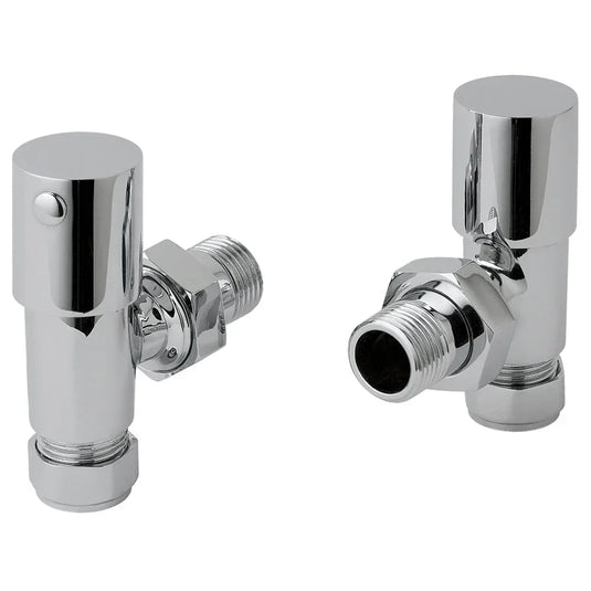 JTP Round Manual Angled Radiator Valves 15mm Pair - Chrome - Envy Bathrooms Ltd