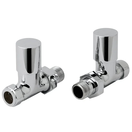 JTP Round Manual Straight Radiator Valves Pair - Chrome - Envy Bathrooms Ltd