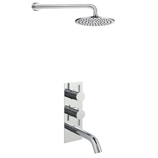 JTP Round Thermostat Bath Shower Filler With Overhead Shower - Chrome - COM048 - Envy Bathrooms Ltd
