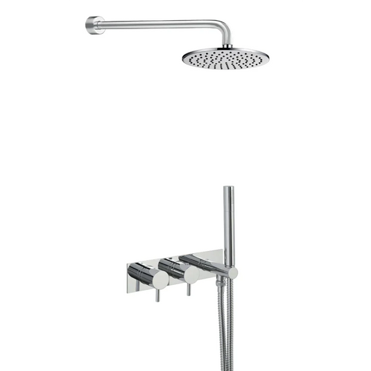 JTP Round Thermostat With Attached Shower Handset and Overhead - Chrome - COM035 - Envy Bathrooms Ltd