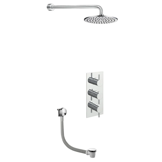 JTP Round Thermostat With Extractable Hand Shower & Bath Filler - Chrome - COM049 - Envy Bathrooms Ltd