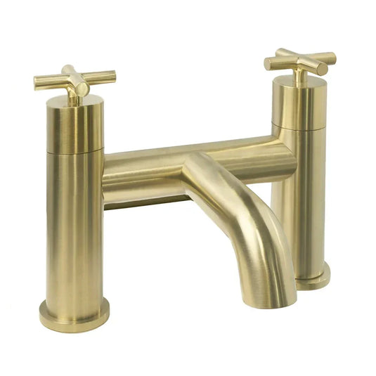 JTP Solex 2-Hole Deck Mounted Bath Filler Tap - Brushed Brass - Envy Bathrooms Ltd