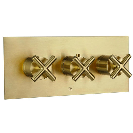 JTP Solex 2-Outlet Thermostatic Concealed Shower Valve - Brushed Brass - Envy Bathrooms Ltd