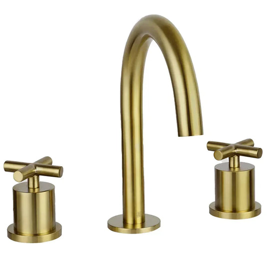 JTP Solex 3-Hole Wall Mounted Crosshead Basin Mixer Tap - Brushed Brass - Envy Bathrooms Ltd