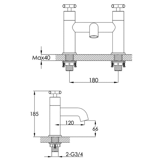 JTP Solex Deck Mounted Bath Filler Tap - Chrome - Envy Bathrooms Ltd