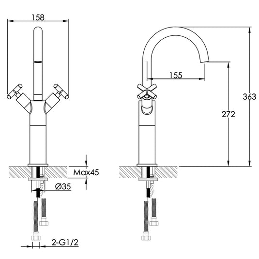 JTP Solex Tall Mono Basin Mixer Tap - 1 Tap Hole - Matt Black - Envy Bathrooms Ltd
