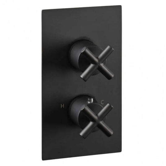 JTP Solex Vertical Concealed 2-Outlets Shower Valve - Dual Handle - Matt Black - Envy Bathrooms Ltd