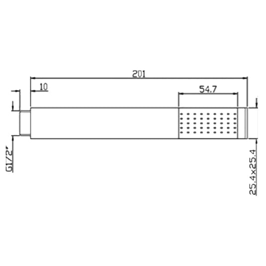 JTP Square Slim Shower Handset Single Function - Chrome - Envy Bathrooms Ltd