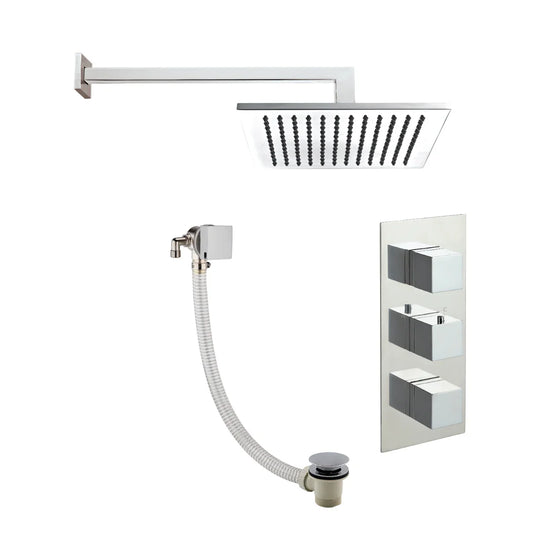 JTP Square Thermostat With Extractable Hand Shower & Bath Filler - Chrome - COM095 - Envy Bathrooms Ltd