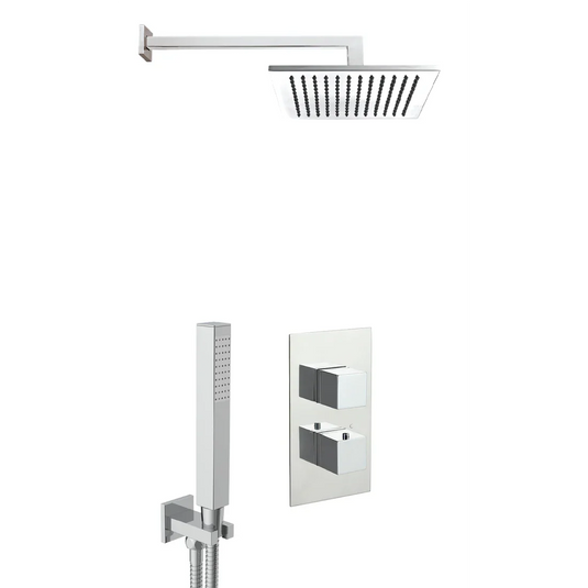 JTP Square Thermostat With Overhead Shower and Fixed Shower Handset - Chrome - COM039 - Envy Bathrooms Ltd