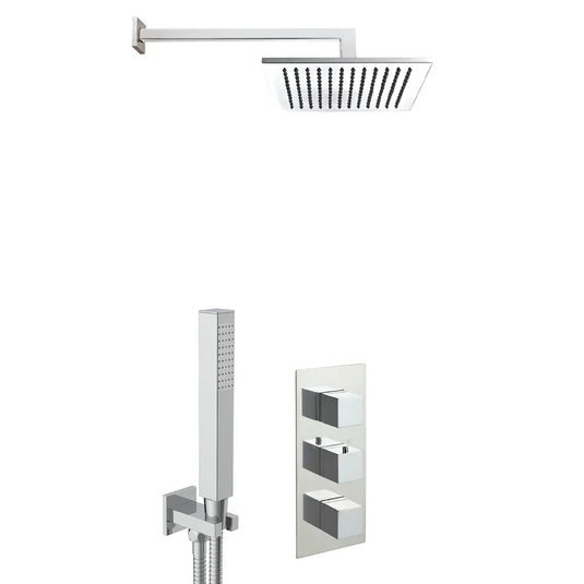 JTP Square Thermostat With Overhead Shower & Fixed Shower Handset - Chrome - COM041 - Envy Bathrooms Ltd