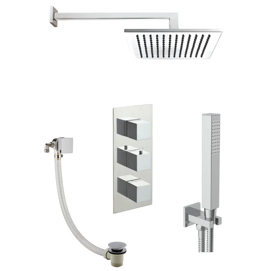 JTP Square Thermostat With Overhead Shower - Chrome - COM096 - Envy Bathrooms Ltd