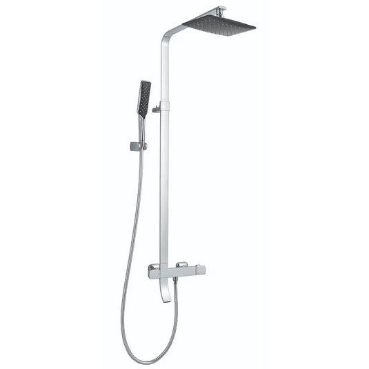 JTP Thermostatic Shower Pole With Overhead Shower, Hand Shower & Bath Spout | Chrome | MUL1 - Envy Bathrooms Ltd