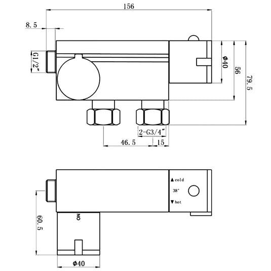 JTP Vertical Thermostatic Exposed Shower Valve - Chrome - Envy Bathrooms Ltd