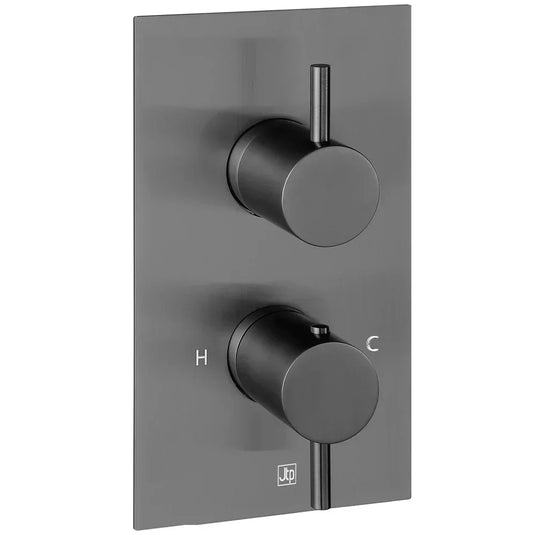 JTP Vos 1-Outlet Dual Handle Thermostatic Concealed Shower Valve - Brushed Black - Envy Bathrooms Ltd