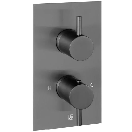 JTP Vos 1-Outlet Dual Handle Thermostatic Concealed Shower Valve - Brushed Black - Envy Bathrooms Ltd