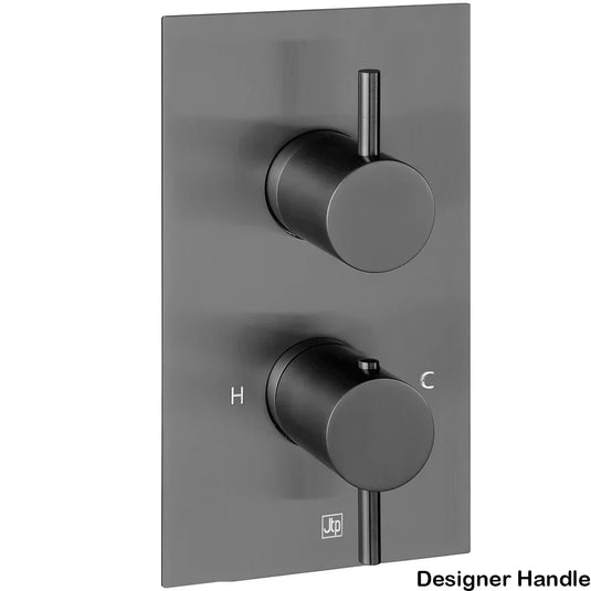JTP Vos 2-Outlet Dual Designer Handle Thermostatic Concealed Shower Valve - Brushed Black - Envy Bathrooms Ltd