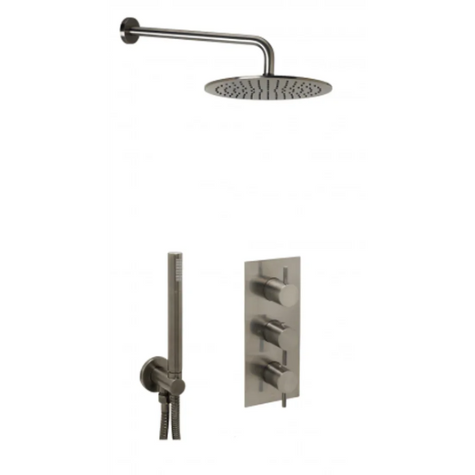 JTP Vos 2 Outlet Shower Valve Combination Set - Brushed Black - COM079 - Envy Bathrooms Ltd