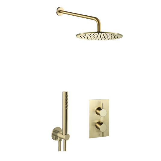 JTP Vos 2 Outlet Shower Valve Combination Set - Brushed Brass - COM076 - Envy Bathrooms Ltd