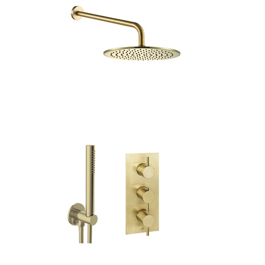 JTP Vos 2 Outlet Shower Valve Combination Set - Brushed Brass - COM077 - Envy Bathrooms Ltd