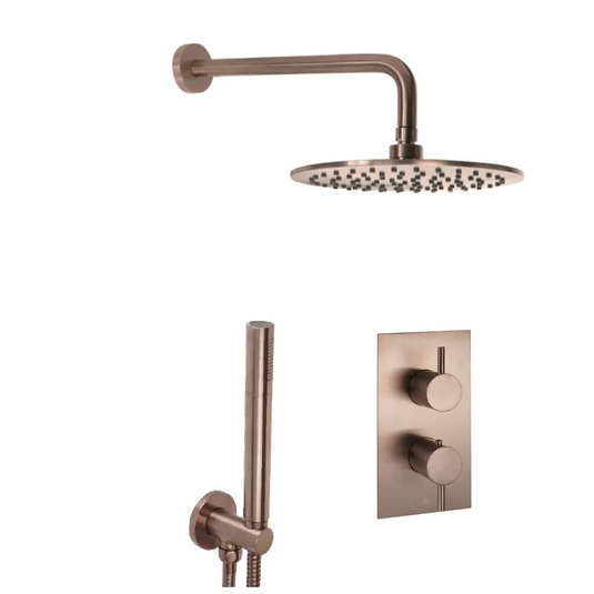 JTP Vos 2 Outlet Shower Valve Combination Set - Brushed Bronze - COM090 - Envy Bathrooms Ltd