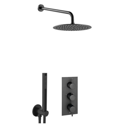 JTP Vos 2 Outlet Shower Valve Combination Set - Matt Black - COM075 - Envy Bathrooms Ltd