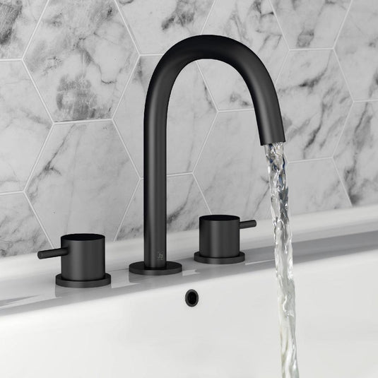 JTP Vos 3-Hole Deck Mounted Basin Mixer Tap - Matt Black - Envy Bathrooms Ltd