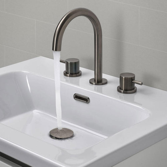 JTP Vos 3-Hole Deck Mounted Designer Handle Basin Mixer Tap - Brushed Black - Envy Bathrooms Ltd