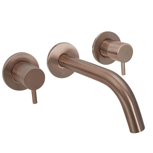 JTP Vos 3-Hole Wall Mounted Basin Mixer Tap - Brushed Bronze - Envy Bathrooms Ltd