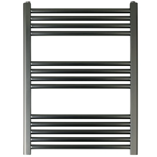 JTP Vos 800mm x 600mm Straight Heated Towel Rail - Brushed Black - VOS806BBL - Envy Bathrooms Ltd