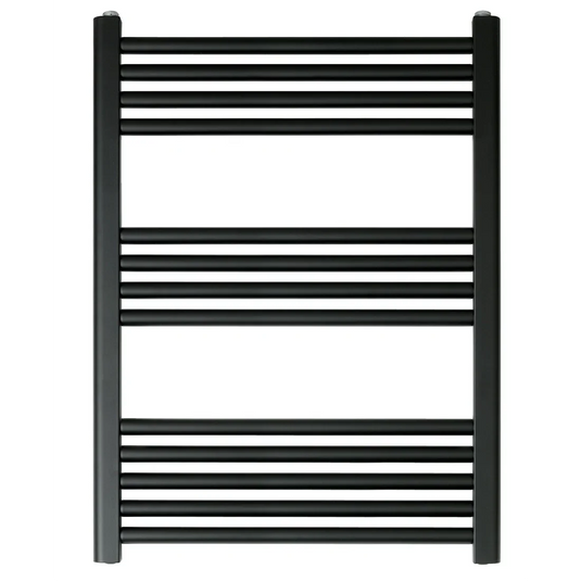 JTP Vos 800mm x 600mm Straight Heated Towel Rail - Matt Black - VOS806MB - Envy Bathrooms Ltd