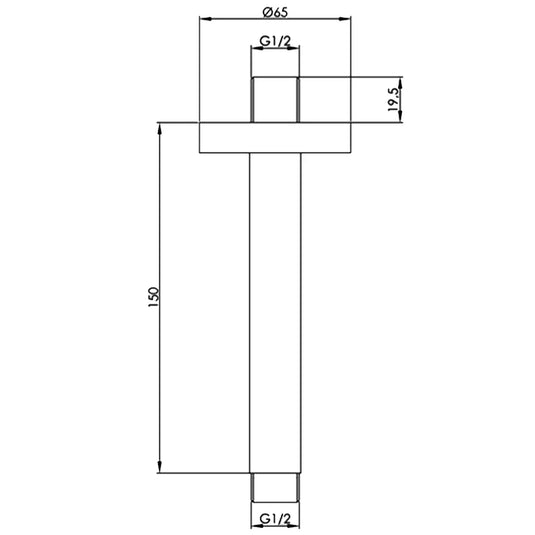 JTP Vos Ceiling Mounted Shower Arm 150mm - Brushed Brass - Envy Bathrooms Ltd