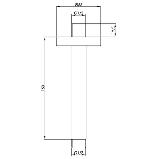 JTP Vos Ceiling Mounted Shower Arm 150mm - Matt Black - Envy Bathrooms Ltd