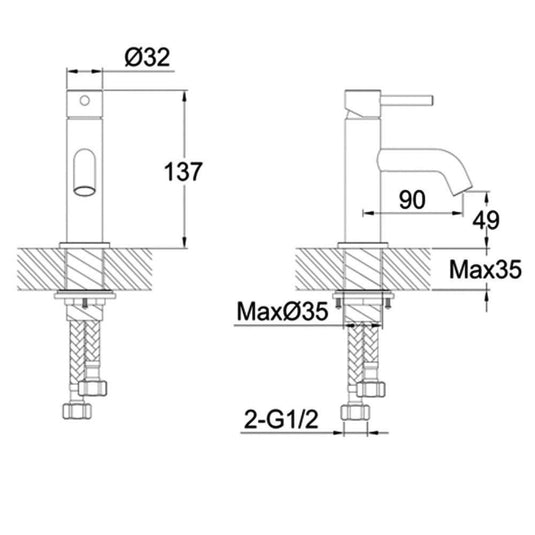 JTP Vos Deck Mounted Single Lever Mini Basin Mixer Tap - Brushed Black - Envy Bathrooms Ltd