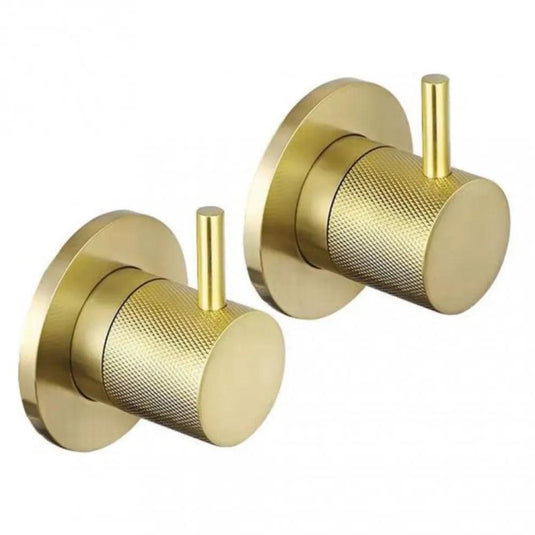 JTP Vos Designer Handle Wall Valves 70mm Wide - Brushed Brass - Envy Bathrooms Ltd