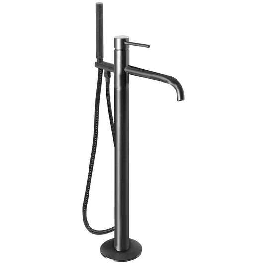 JTP Vos Freestanding Single Lever Bath Shower Mixer Tap with Shower Kit - Brushed Black - Envy Bathrooms Ltd