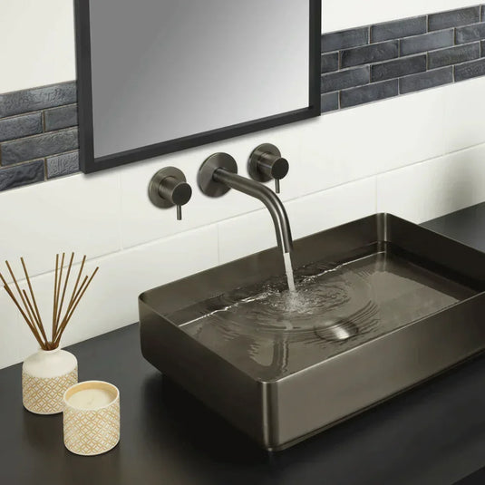 JTP Vos Lever Wall Valves Pair 70mm Wide - Brushed Black - Envy Bathrooms Ltd